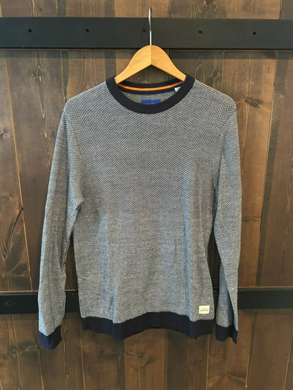 Jack & Jones Originals Dark Blue Birdseye Knit Pattern Men's Size M